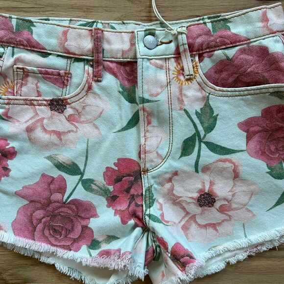 NWT Driftwood Goldie Floral Denim Shorts - Women’s Size 24 - Raw Hem - Boho - Picture 3 of 8